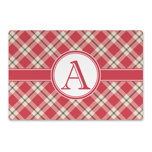 Custom Red & Tan Plaid Large Rectangle Car Magnet (Personalized)