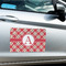 Red & Tan Plaid Large Rectangle Car Magnets- In Context