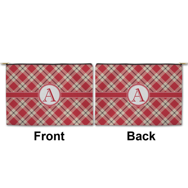 Red & Tan Plaid Large Zipper Pouch Approval (Front and Back)