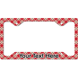 Red & Tan Plaid License Plate Frame - Style C (Personalized)