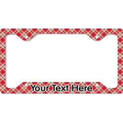 Red & Tan Plaid License Plate Frame - Style C (Personalized)