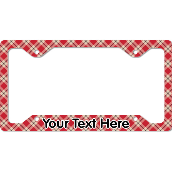 Custom Red & Tan Plaid License Plate Frame - Style C (Personalized)