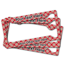 Red & Tan Plaid License Plate Frame (Personalized)