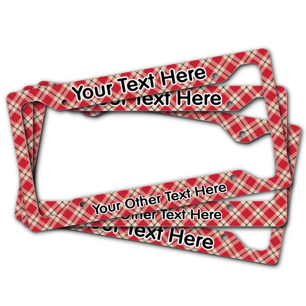Red & Tan Plaid License Plate Frames - (PARENT MAIN)