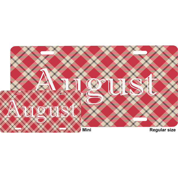 Red & Tan Plaid License Plate (Sizes)