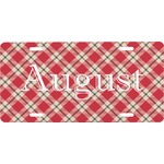 Red & Tan Plaid Front License Plate (Personalized)