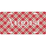 Red & Tan Plaid Front License Plate (Personalized)