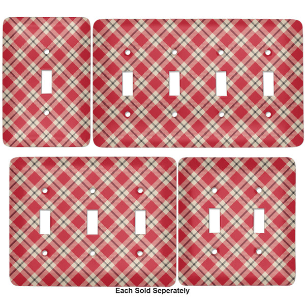 Red & Tan Plaid Light Switch Covers all sizes