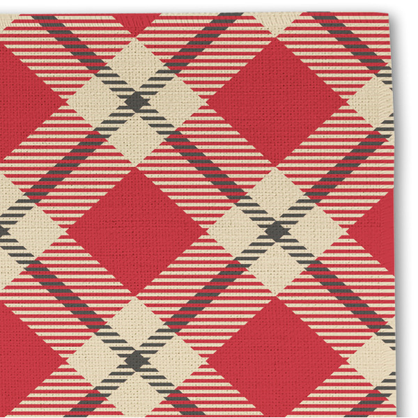 Red & Tan Plaid Linen Placemat - DETAIL
