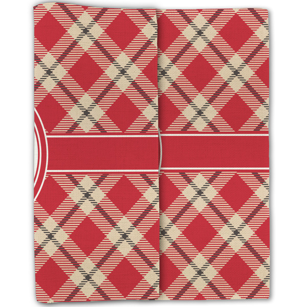 Red & Tan Plaid Linen Placemat - Folded Half (double sided)