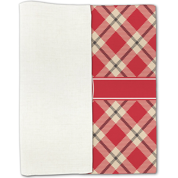 Red & Tan Plaid Linen Placemat - Folded Half