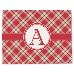 Red & Tan Plaid Single-Sided Linen Placemat - Single w/ Initial
