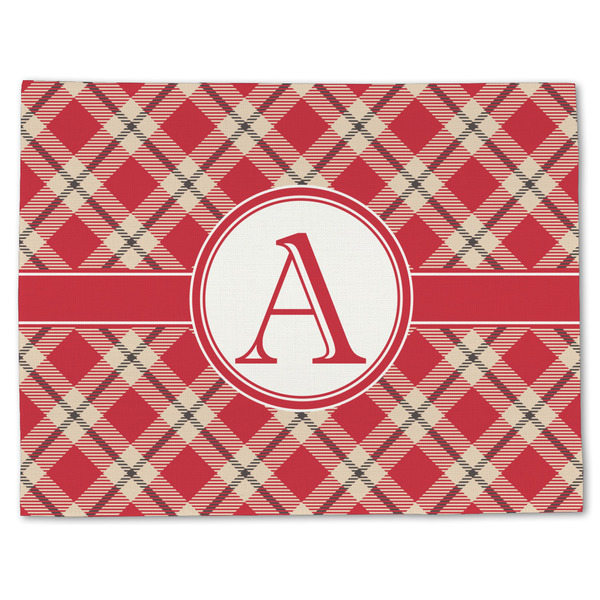 Red & Tan Plaid Linen Placemat - Front