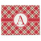 Red & Tan Plaid Single-Sided Linen Placemat - Single w/ Initial