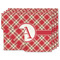 Red & Tan Plaid Linen Placemat - MAIN Set of 4 (double sided)