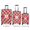 Red & Tan Plaid Luggage Bags all sizes - With Handle