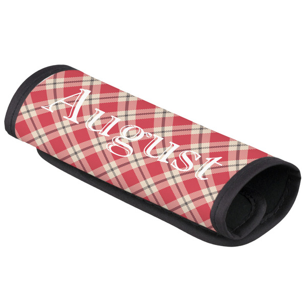 Custom Red & Tan Plaid Luggage Handle Cover (Personalized)