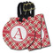 Red & Tan Plaid Luggage Tags - 3 Shapes Availabel