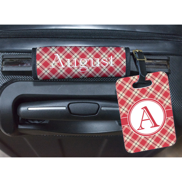 Red & Tan Plaid Luggage Wrap & Tag