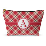 Red & Tan Plaid Makeup Bag - Small - 8.5"x4.5" (Personalized)