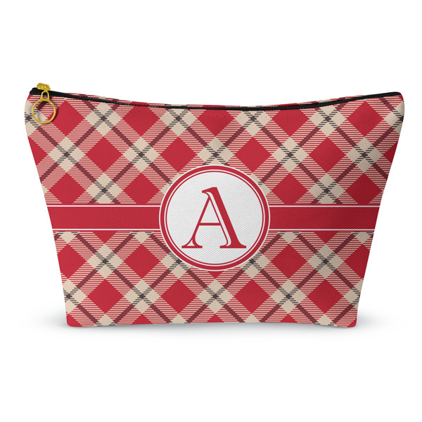 Custom Red & Tan Plaid Makeup Bag (Personalized)