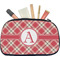 Red & Tan Plaid Makeup / Cosmetic Bag - Medium (Personalized)