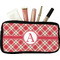 Red & Tan Plaid Makeup / Cosmetic Bag - Small (Personalized)