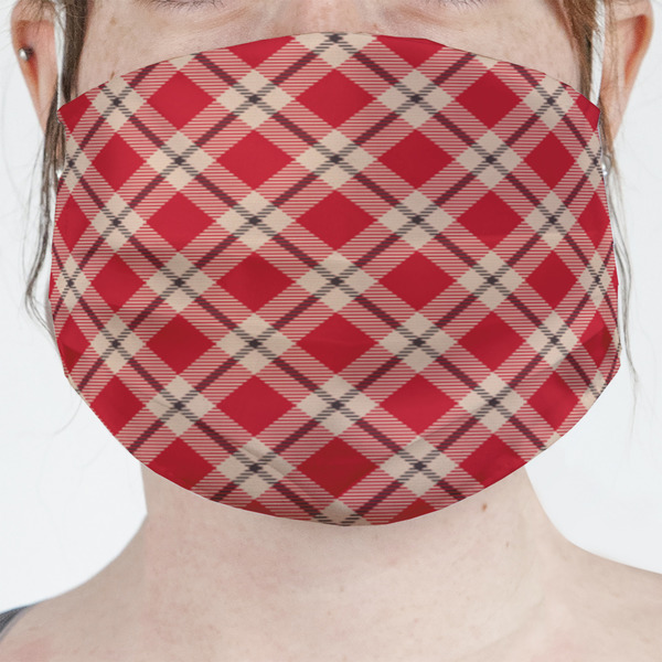 Custom Red & Tan Plaid Face Mask Cover