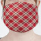 Red & Tan Plaid Mask - Pleated (new) Front View on Girl