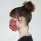Red & Tan Plaid Mask - Side View on Girl