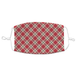 Red & Tan Plaid Adult Cloth Face Mask - XLarge