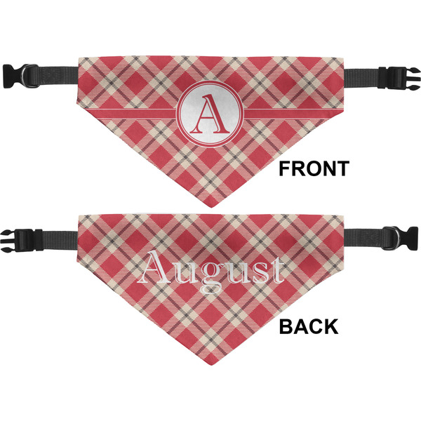 Red & Tan Plaid Medium Dog Bandana Approval
