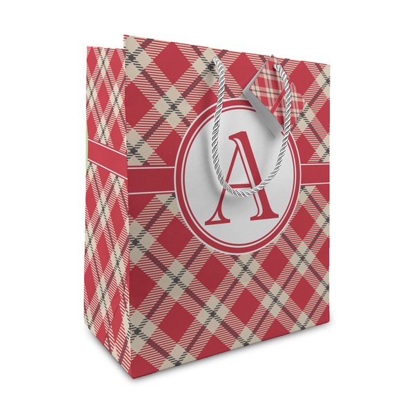 Custom Red & Tan Plaid Medium Gift Bag (Personalized)
