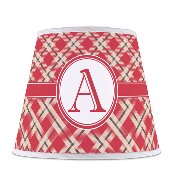 Red & Tan Plaid Poly Film Empire Lampshade - Front View