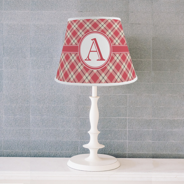 Red & Tan Plaid Poly Film Empire Lampshade - Lifestyle