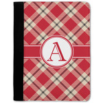 Red & Tan Plaid Notebook Padfolio w/ Initial