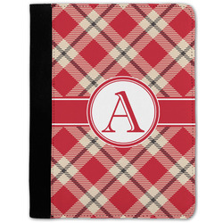 Red & Tan Plaid Notebook Padfolio - Medium w/ Initial