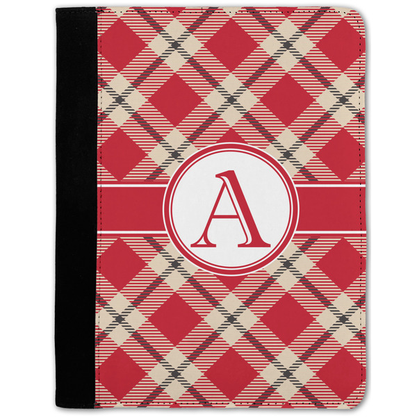 Custom Red & Tan Plaid Notebook Padfolio - Medium w/ Initial
