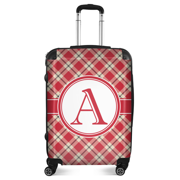 Custom Red & Tan Plaid Suitcase - 24" Medium - Checked (Personalized)