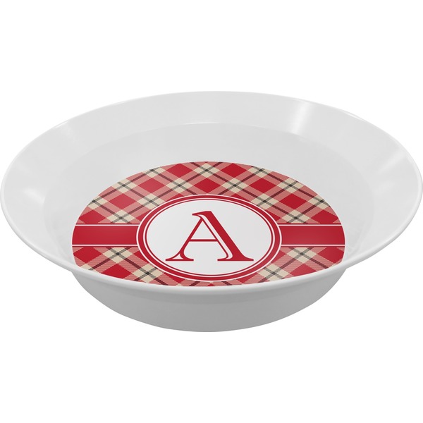 Custom Red & Tan Plaid Melamine Bowl - 12 oz (Personalized)