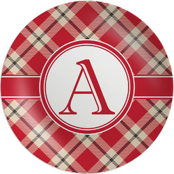 Red & Tan Plaid Melamine Plate (Personalized)