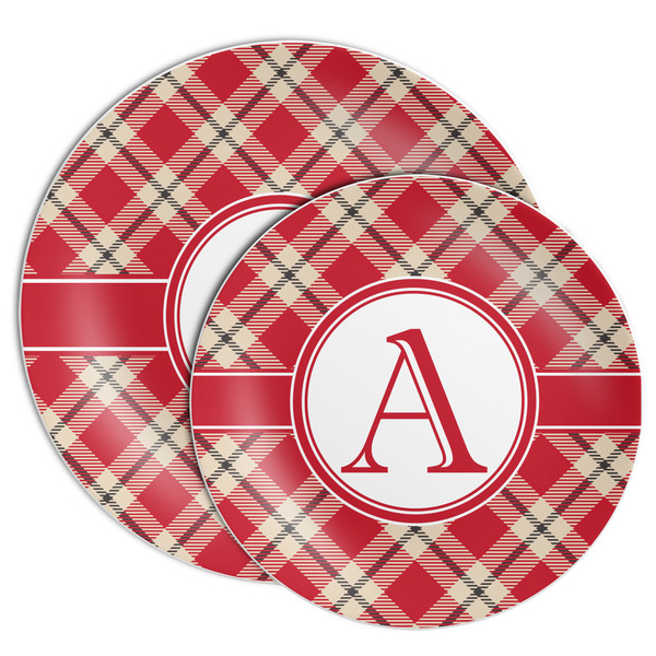 Red & Tan Plaid Melamine Plates - PARENT/MAIN