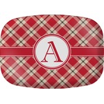 Red & Tan Plaid Melamine Platter (Personalized)