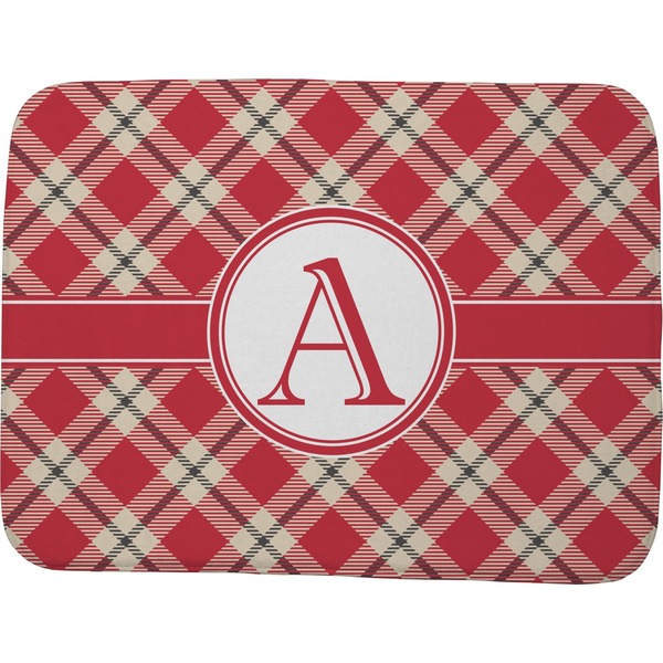 Red & Tan Plaid Memory Foam Bath Mat 48 X 36