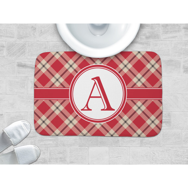 Red & Tan Plaid Memory Foam Bath Mat - LIFESTYLE 34x21