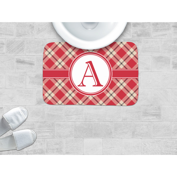 Red & Tan Plaid Memory Foam Bath Mat - LIFESTYLE