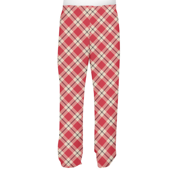 Red & Tan Plaid Men's Pjs Back - on model