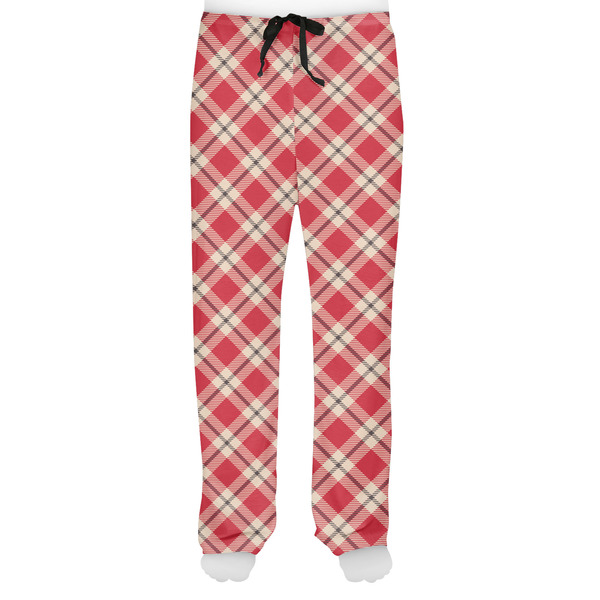 Red & Tan Plaid Men's Pjs Front - on model