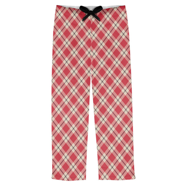 Custom Red & Tan Plaid Mens Pajama Pants - XS