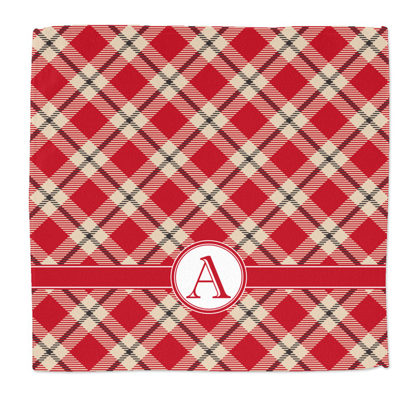 Custom Red & Tan Plaid Microfiber Dish Rag (Personalized)